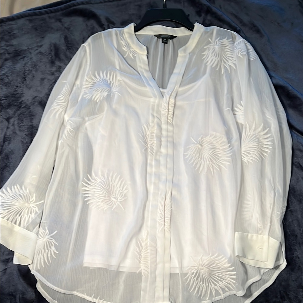 White Embroidered Women's Top